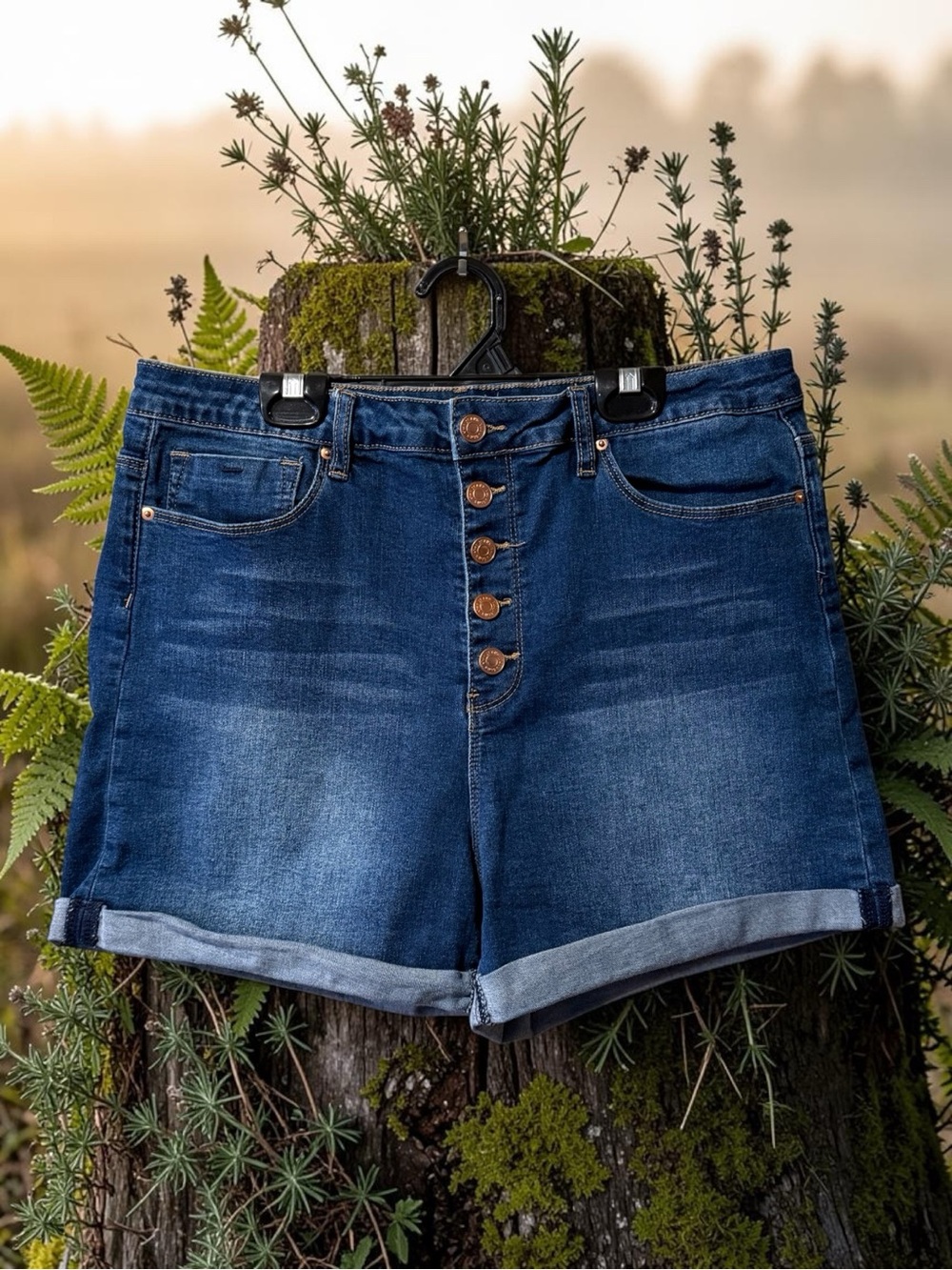 YMI High Rise Button-Fly Denim Shorts - Picture 9 of 9